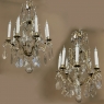 Pair Antique French Brass & Cut Crystal Chandeliers