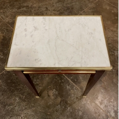 Mid-Century French Directoire Style Nesting Tables with Carrara Marble Tops