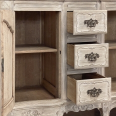 19th Century French Louis XIV Marble Top Whitewashed Buffet