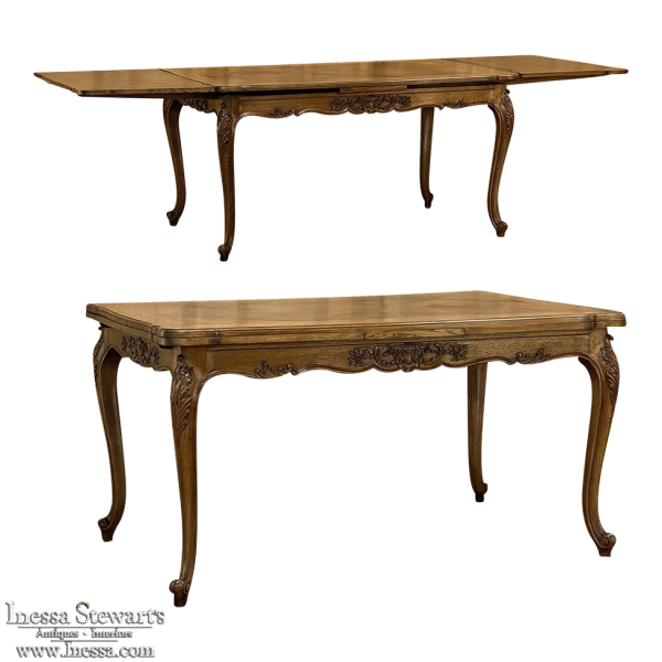 Antique Liegoise Regence Style Draw Leaf Dining Table