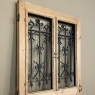 19th Century French Solid Pine with Wrought Iron Entry Door