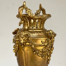 Pair 19th Century French Louis XVI Gilded Bronze Mantel Urns