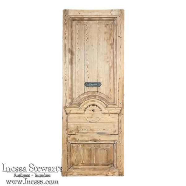Mid-19th Century French Neoclassical Entry Door in Stripped Pine