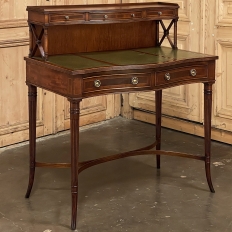 Antique English Edwardian Mahogany Leather Top Writing Desk