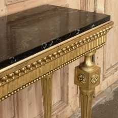 19th Century Italian Neoclassical Giltwood Console with Faux Marble Painted Top