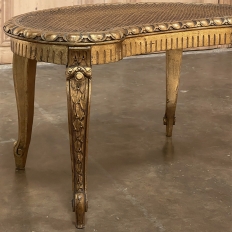 Antique Italian Neoclassical Giltwood & Caned Vanity Bench