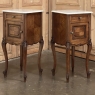 Pair 19th Century French Louis XV Marble Top Walnut Nightstands ~ End Tables