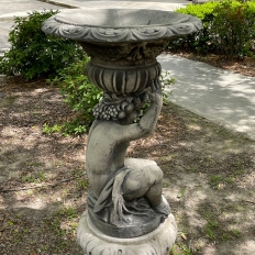 Neoclassical Cast Stone Cherub as Caryatid Statue with Pedestal