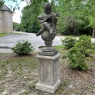 Neoclassical Cast Stone Cherub as Caryatid Statue with Pedestal