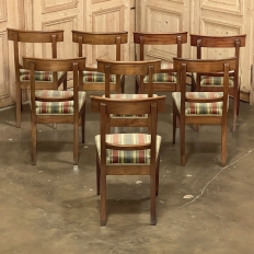 Set of 8 Antique French Walnut Directoire Style Dining Chairs