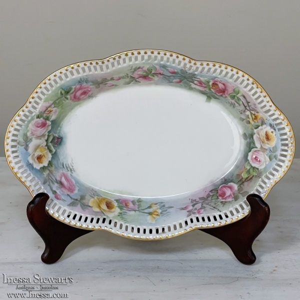 Antique Hand-Painted Oval Platter from Germany