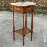 Pair 19th Century French Louis XVI Walnut Marble Top Nightstands