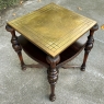 Antique English Walnut End Table with Brass Top