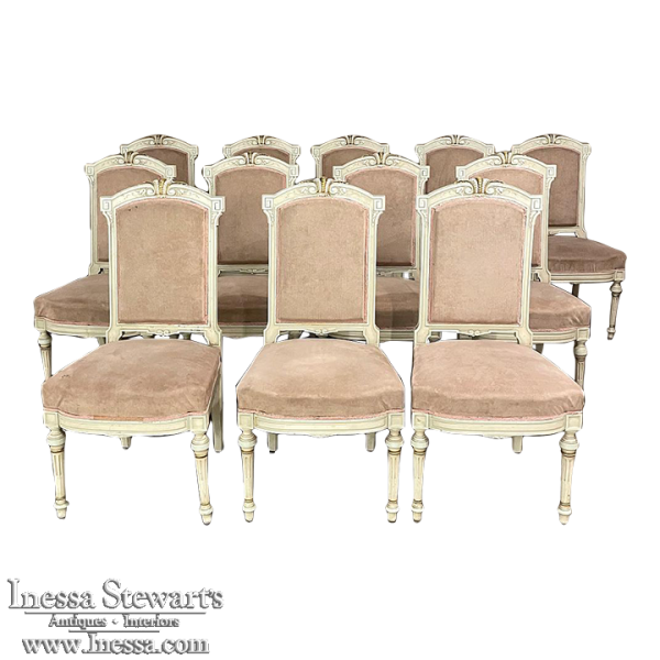 Set of 12 Napoleon III Period Painted Dining Chairs