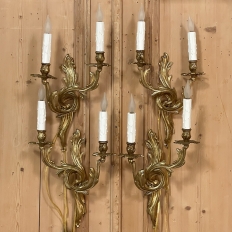 Set of 4 French Louis XV Bronze Electrified Wall Sconces