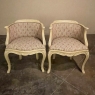 Pair Antique French Louis XV Painted Bergeres ~ Armchairs
