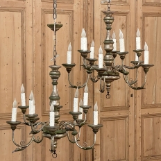 Pair Antique Italian Painted Chandeliers from Tuscany