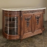 19th Century Louis XVI Style Walnut Display Buffet with Arabescato Marble Top by Edouard Kint of Gent