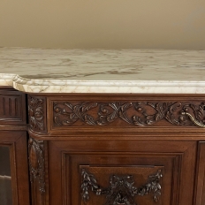 19th Century Louis XVI Style Walnut Display Buffet with Arabescato Marble Top by Edouard Kint of Gent