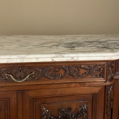19th Century Louis XVI Style Walnut Display Buffet with Arabescato Marble Top by Edouard Kint of Gent