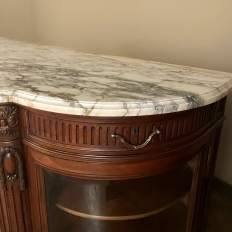 19th Century Louis XVI Style Walnut Display Buffet with Arabescato Marble Top by Edouard Kint of Gent