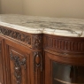 19th Century Louis XVI Style Walnut Display Buffet with Arabescato Marble Top by Edouard Kint of Gent