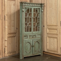 19th Century English Neoclassical Painted Corner Cabinet ~ Bookcase