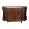 19th Century Louis XVI Style Walnut Display Buffet with Arabescato Marble Top by Edouard Kint of Gent
