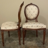 Pair 19th Century French Louis XVI Walnut Armchairs ~ Fauteuils