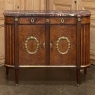 Antique French Louis XVI Marble Top Buffet with Burl Walnut and Bronze Mounts