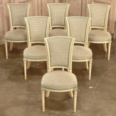 Set of Six Antique French Directoire Style Painted Dining Chairs