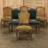 Set of 6 Antique French Louis XV Walnut Dining Chairs