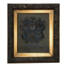 18th Century Framed Family Crest Oil Painting on Canvas