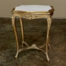 19th Century French Louis XV Marble Top Giltwood End Table