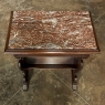 Antique French Louis XIV Walnut Marble Top End Table with Bookshelf