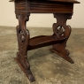 Antique French Louis XIV Walnut Marble Top End Table with Bookshelf