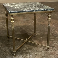 Set of 3 Mid-Century Neoclassical Brass & Marble Nesting Tables