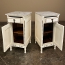 Pair French Art Deco Period Painted Marble Top Nightstands