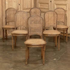 Set of 6 Antique French Louis XVI Caned Dining Chairs
