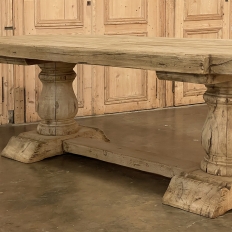Vintage Rustic French Trestle Table in Stripped Oak