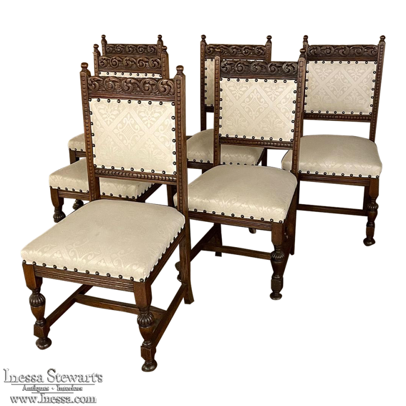 Set of Six Antique Renaissance Dining Chairs