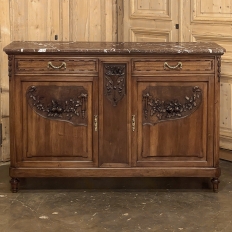 19th Century French Louis XVI Walnut Marble Top Buffet