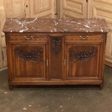 19th Century French Louis XVI Walnut Marble Top Buffet