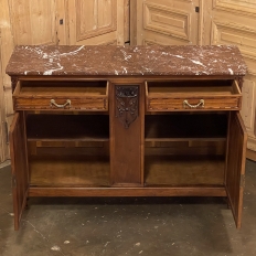 19th Century French Louis XVI Walnut Marble Top Buffet