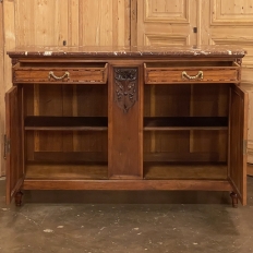 19th Century French Louis XVI Walnut Marble Top Buffet