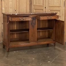 19th Century French Louis XVI Walnut Marble Top Buffet