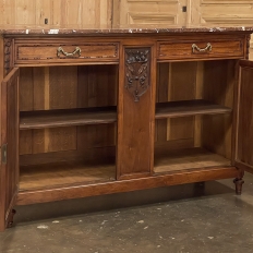 19th Century French Louis XVI Walnut Marble Top Buffet