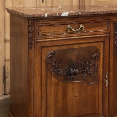 19th Century French Louis XVI Walnut Marble Top Buffet