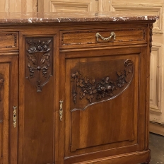 19th Century French Louis XVI Walnut Marble Top Buffet