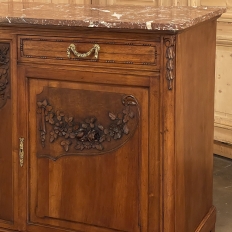 19th Century French Louis XVI Walnut Marble Top Buffet